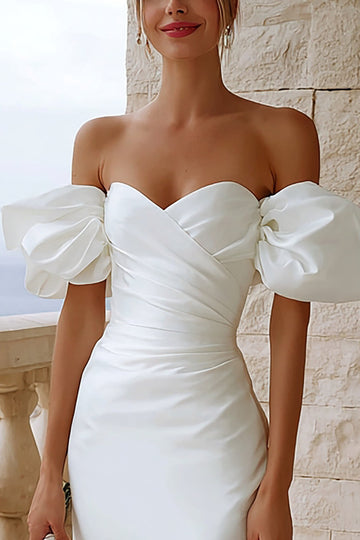 Ivory Off The Shoulder Bodycon Bridal Shower Dress